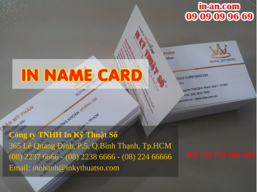 In name card lấy trong ngày với giá in rẻ nhất tại Tp.HCM cùng Công ty TNHH In Kỹ Thuật Số - Digital Printing