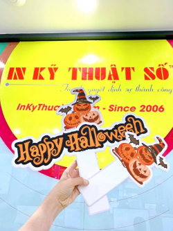 In ấn hashtag cầm tay Halloween - Mẫu hashtag cầm tay bí ngô Pumpkin